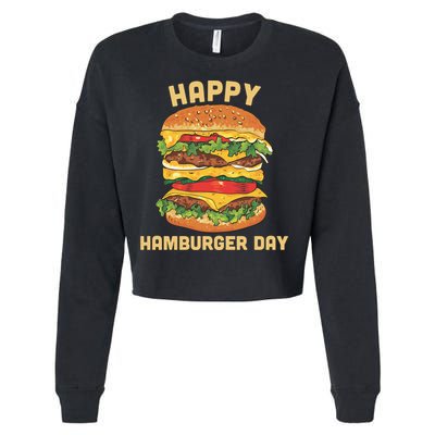 Junk Food Cheeseburger Hamburger Day Burger Fries Gift Cropped Pullover Crew