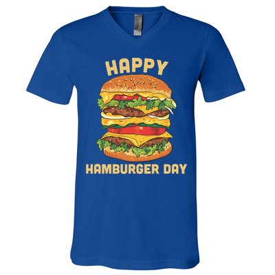 Junk Food Cheeseburger Hamburger Day Burger Fries Gift V-Neck T-Shirt