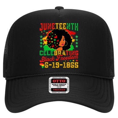 Juneteenth Flag Celebrating Black Freedom Juneteenth 1865 High Crown Mesh Back Trucker Hat