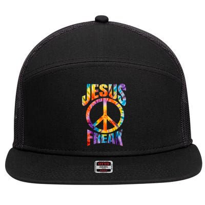 Jesus Freak Christian Retro Tie Dye Lettering 7 Panel Mesh Trucker Snapback Hat