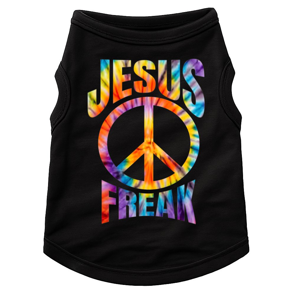Jesus Freak Christian Retro Tie Dye Lettering Doggie Tank