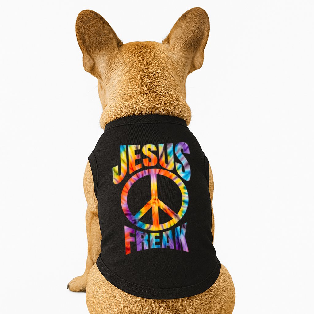 Jesus Freak Christian Retro Tie Dye Lettering Doggie Tank