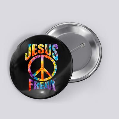 Jesus Freak Christian Retro Tie Dye Lettering Button