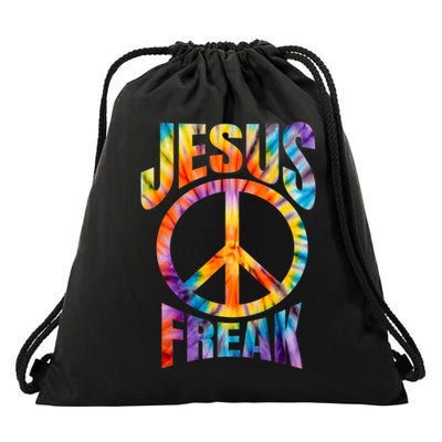 Jesus Freak Christian Retro Tie Dye Lettering Drawstring Bag