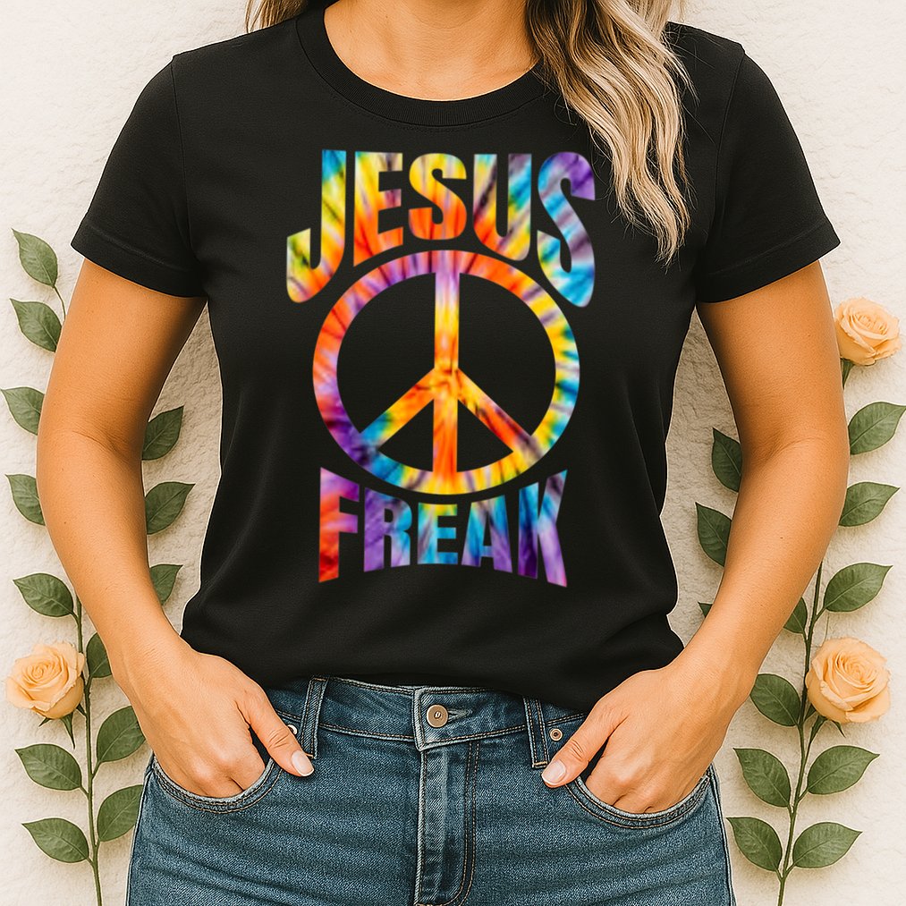 Jesus Freak Christian Retro Tie Dye Lettering Womens T-Shirt