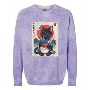 Japanese Funny Cat Ramen Graphic Cat Anime Colorblast Crewneck Sweatshirt