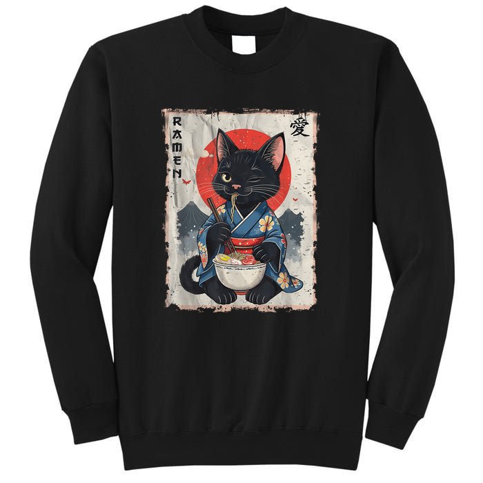 Japanese Funny Cat Ramen Graphic Cat Anime Sweatshirt