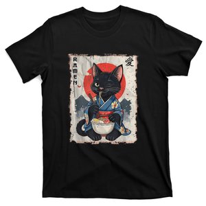 Japanese Funny Cat Ramen Graphic Cat Anime T-Shirt