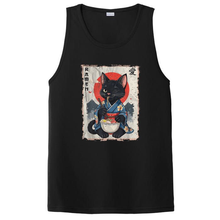 Japanese Funny Cat Ramen Graphic Cat Anime PosiCharge Competitor Tank