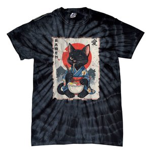 Japanese Funny Cat Ramen Graphic Cat Anime Tie-Dye T-Shirt