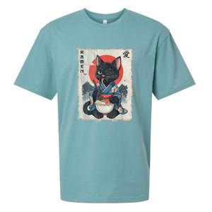 Japanese Funny Cat Ramen Graphic Cat Anime Sueded Cloud Jersey T-Shirt