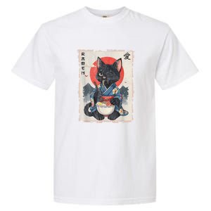 Japanese Funny Cat Ramen Graphic Cat Anime Garment-Dyed Heavyweight T-Shirt