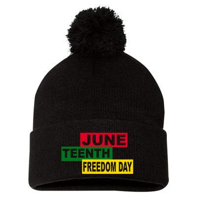 Juneteenth Freedom Day Pom Pom 12in Knit Beanie