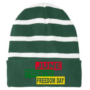 Juneteenth Freedom Day Striped Beanie with Solid Band