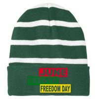 Juneteenth Freedom Day Striped Beanie with Solid Band