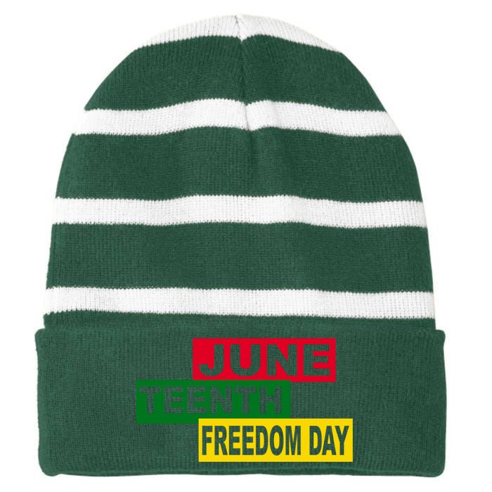 Juneteenth Freedom Day Striped Beanie with Solid Band