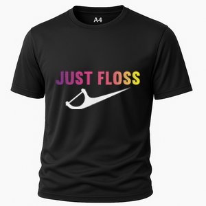 Just Floss Dental Hygienist Or Dental Office Cooling Performance Crew T-Shirt