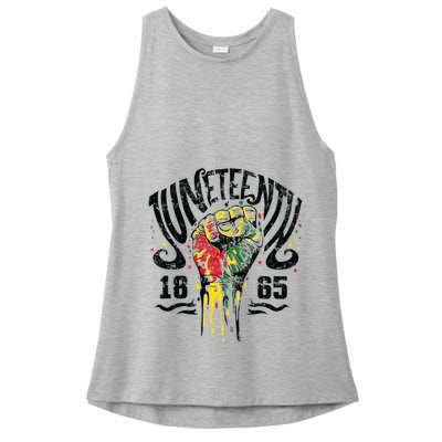 Juneteenth Freedom Day Afro African American June 19th 1865 Ladies PosiCharge Tri-Blend Wicking Tank