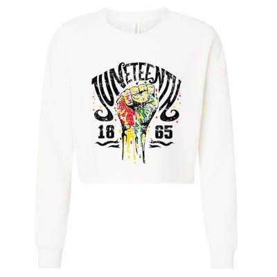 Juneteenth Freedom Day Afro African American June 19th 1865 Cropped Pullover Crew