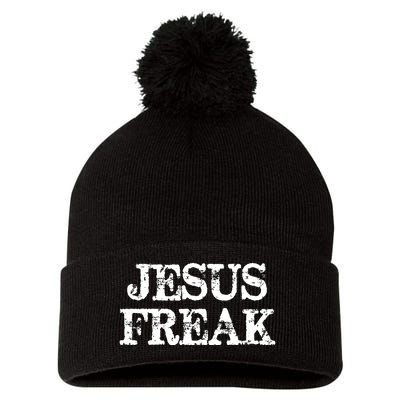 Jesus Freak Distressed Shirt Christian Religious Pom Pom 12in Knit Beanie