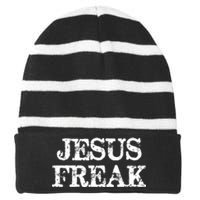 Jesus Freak Distressed Shirt Christian Religious Striped Beanie with Solid Band