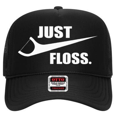 Just Floss Dentist Th Dental Assistant Dentistry Dds High Crown Mesh Back Trucker Hat