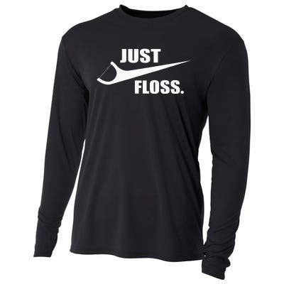 Just Floss Dentist Th Dental Assistant Dentistry Dds Cooling Performance Long Sleeve Crew