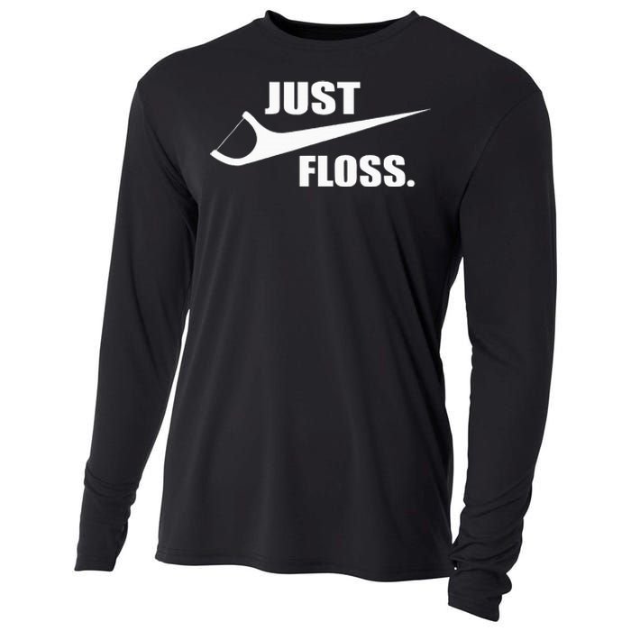 Just Floss Dentist Th Dental Assistant Dentistry Dds Cooling Performance Long Sleeve Crew