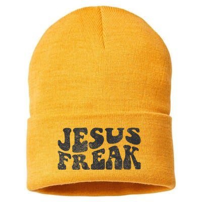 Jesus Freak Funny Christian Retro Vintage Bible Study Cute Sustainable Knit Beanie