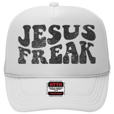 Jesus Freak Funny Christian Retro Vintage Bible Study Cute High Crown Mesh Back Trucker Hat