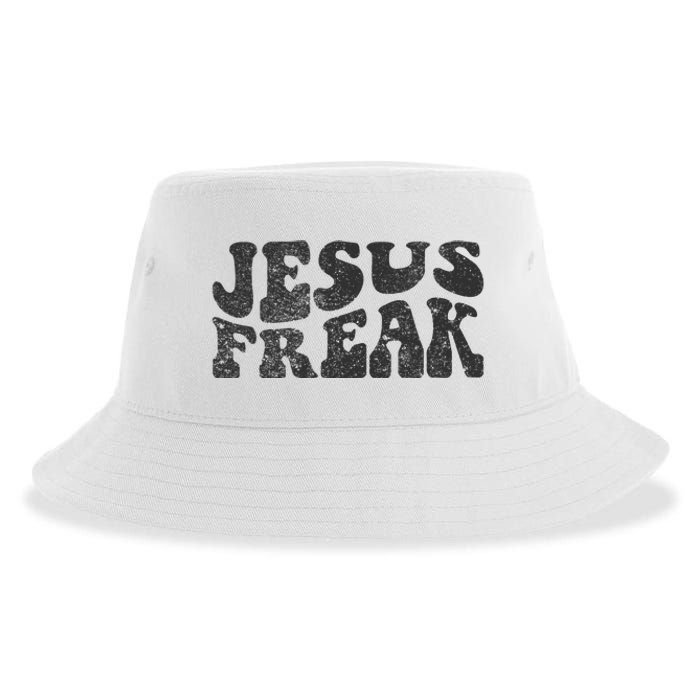 Jesus Freak Funny Christian Retro Vintage Bible Study Cute Sustainable Bucket Hat