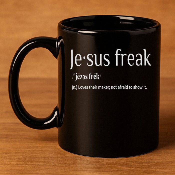 Jesus Freak Funny Christian Calligraphy Faith In God 11oz C Handle Ceramic Mug