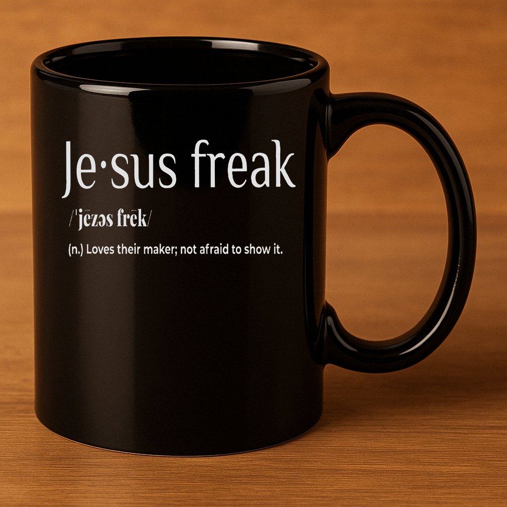Jesus Freak Funny Christian Calligraphy Faith In God 11oz C Handle Ceramic Mug