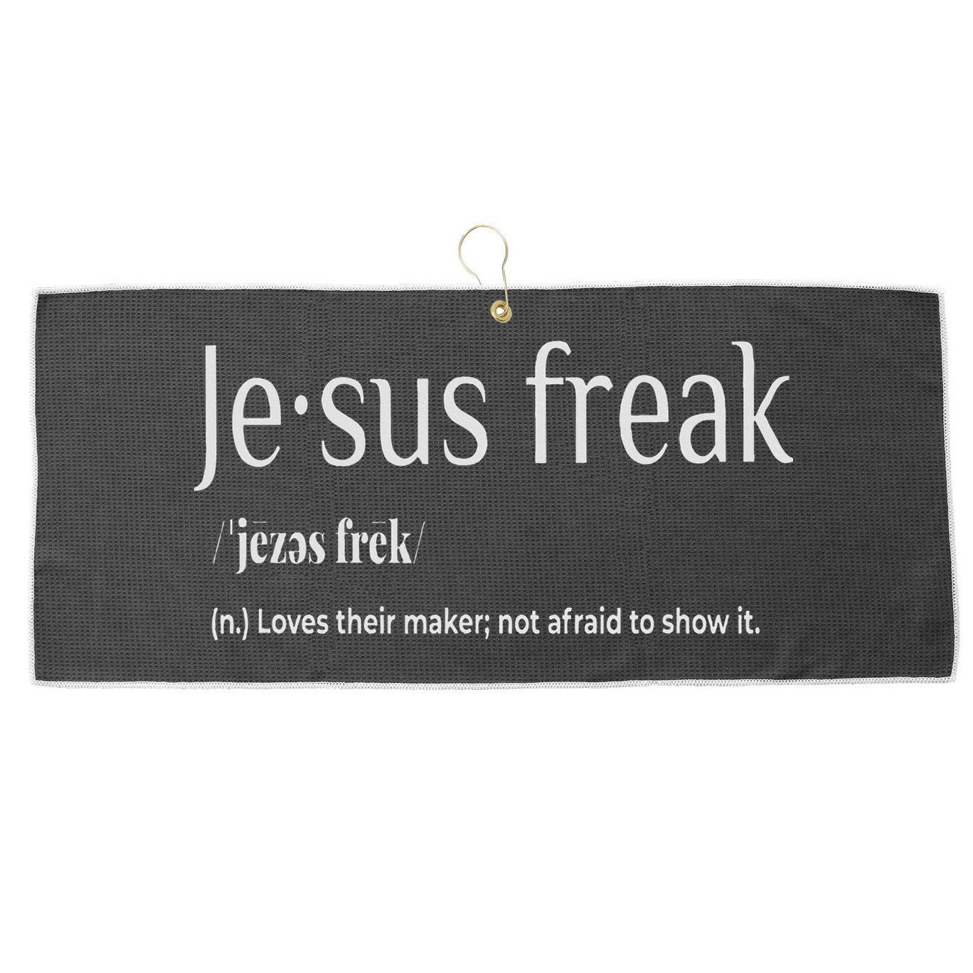 Jesus Freak Funny Christian Calligraphy Faith In God Large Microfiber Waffle Golf Towel