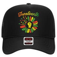 Juneteenth Flag Fist Daisy 1865 Black Pride African High Crown Mesh Back Trucker Hat