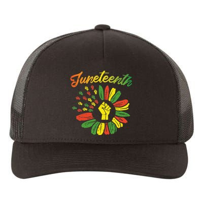 Juneteenth Flag Fist Daisy 1865 Black Pride African Yupoong Adult 5-Panel Trucker Hat