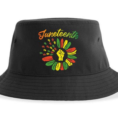 Juneteenth Flag Fist Daisy 1865 Black Pride African Sustainable Bucket Hat