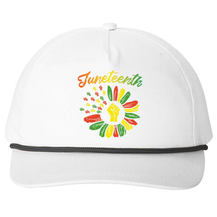 Juneteenth Flag Fist Daisy 1865 Black Pride African Snapback Five-Panel Rope Hat