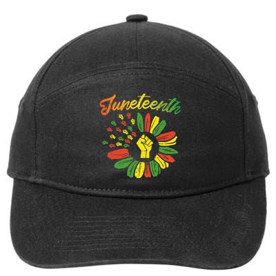 Juneteenth Flag Fist Daisy 1865 Black Pride African 7-Panel Snapback Hat