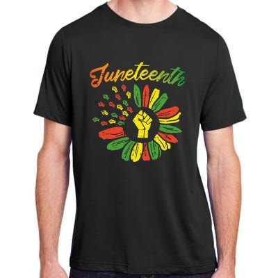 Juneteenth Flag Fist Daisy 1865 Black Pride African Adult ChromaSoft Performance T-Shirt