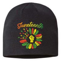 Juneteenth Flag Fist Daisy 1865 Black Pride African Sustainable Beanie