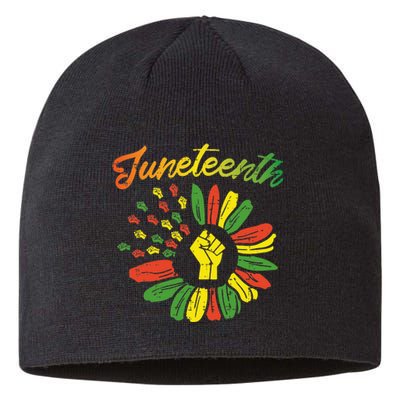 Juneteenth Flag Fist Daisy 1865 Black Pride African Sustainable Beanie