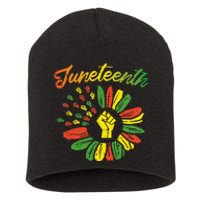 Juneteenth Flag Fist Daisy 1865 Black Pride African Short Acrylic Beanie