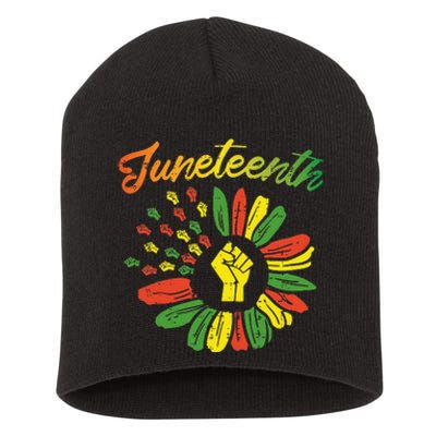 Juneteenth Flag Fist Daisy 1865 Black Pride African Short Acrylic Beanie