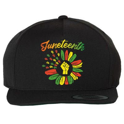 Juneteenth Flag Fist Daisy 1865 Black Pride African Wool Snapback Cap