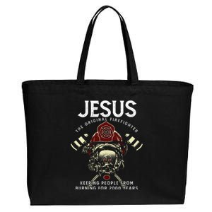 Jesus Firefighter Fire Department Fireman Firetruck Rescue Cotton Canvas Jumbo Tote