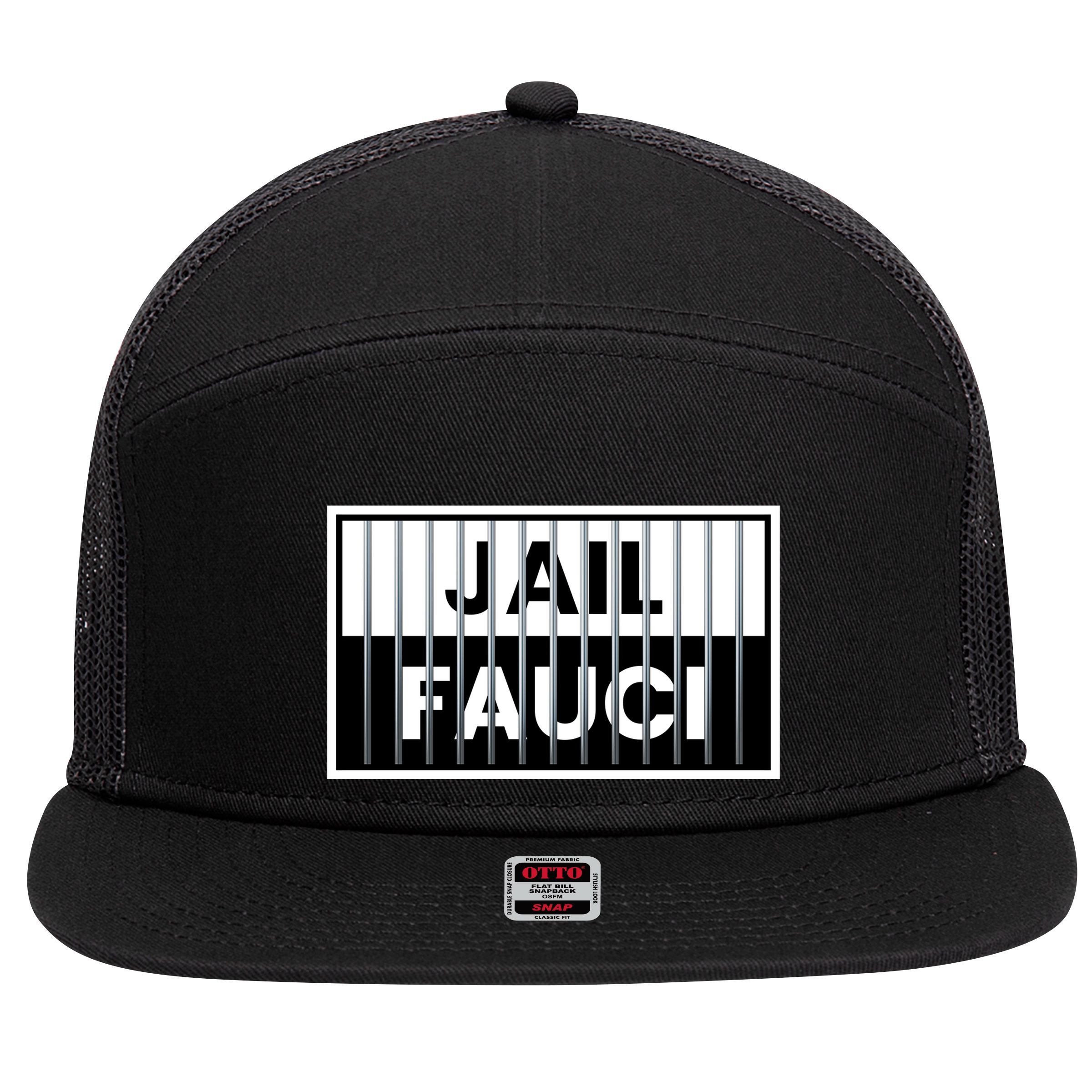 Jail Fauci Funny Fauci For Jail 7 Panel Mesh Trucker Snapback Hat