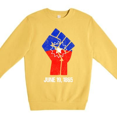 Junenth Fist Freedom Day Flag Black History Remembrance Gift Premium Crewneck Sweatshirt