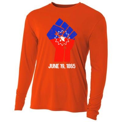 Junenth Fist Freedom Day Flag Black History Remembrance Gift Cooling Performance Long Sleeve Crew