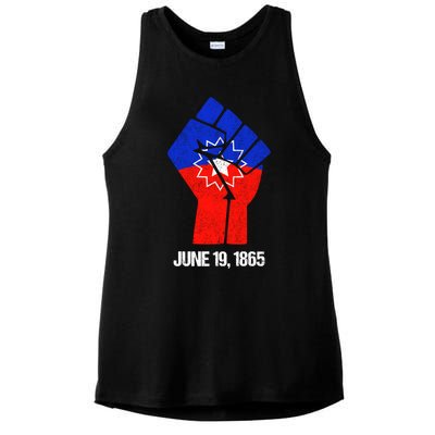 Junenth Fist Freedom Day Flag Black History Remembrance Gift Ladies PosiCharge Tri-Blend Wicking Tank